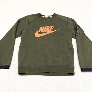 Nike Tech Fleece Sweatshirt Mens Large Green Pullover Activewear Logo Pocket